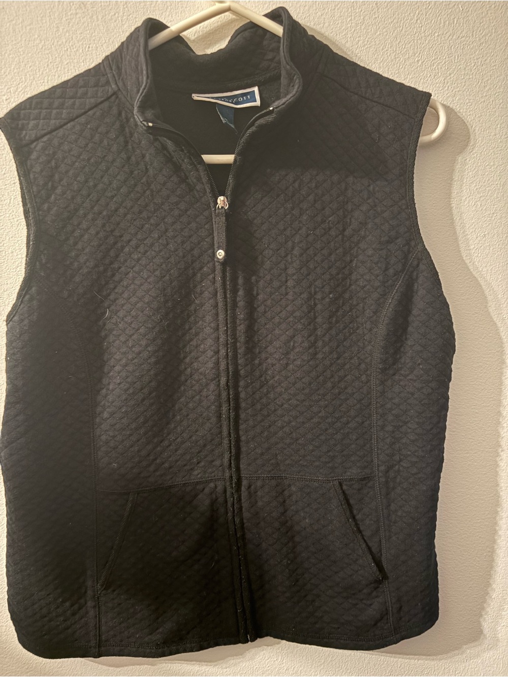 Karen Scott Sport Womens XL Black Quilted Full Zip Vest Pockets